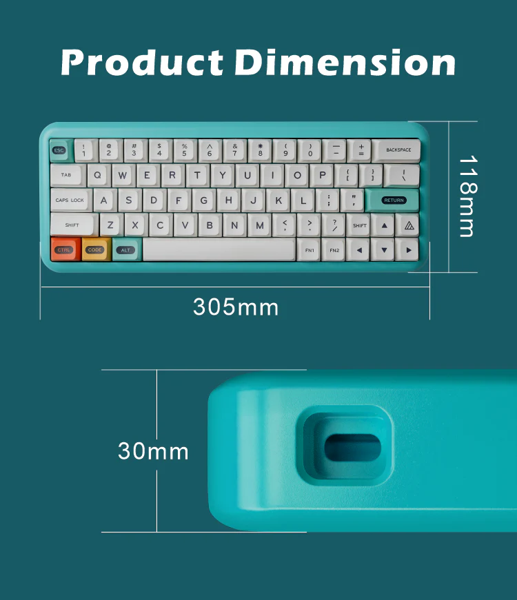 MelGeek Mojo Aluminum 60% Hotswapple RGB 5.2 Bluetooth Wireless &Wired Mechanical Keyboard - Image 11