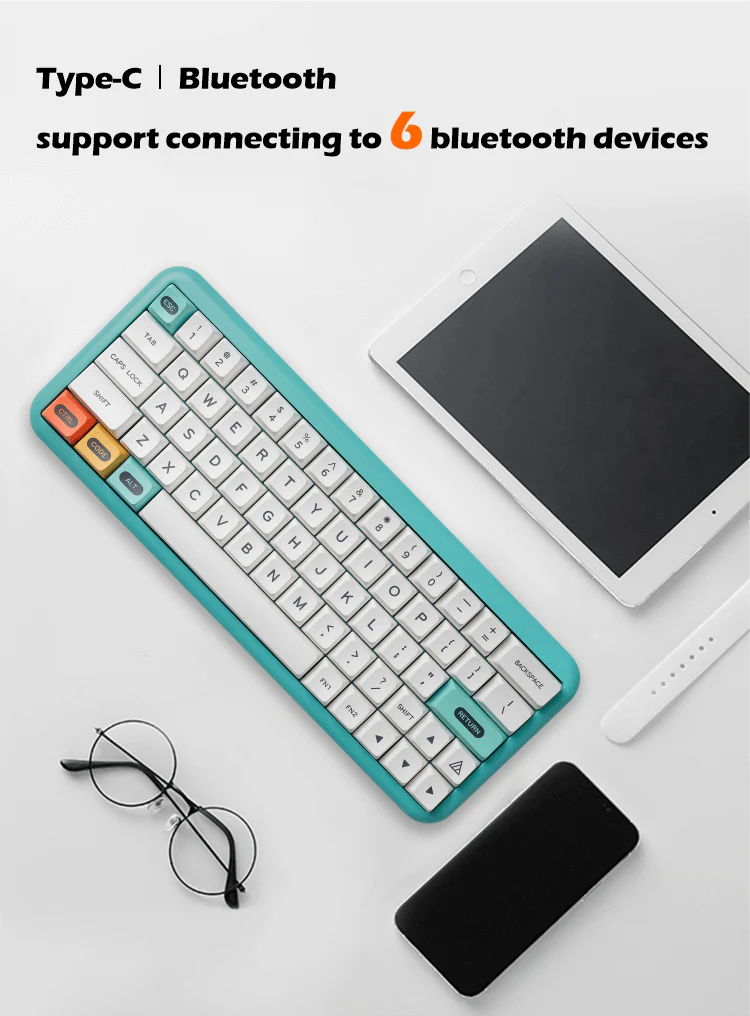 MelGeek Mojo Aluminum 60% Hotswapple RGB 5.2 Bluetooth Wireless &Wired Mechanical Keyboard - Image 6
