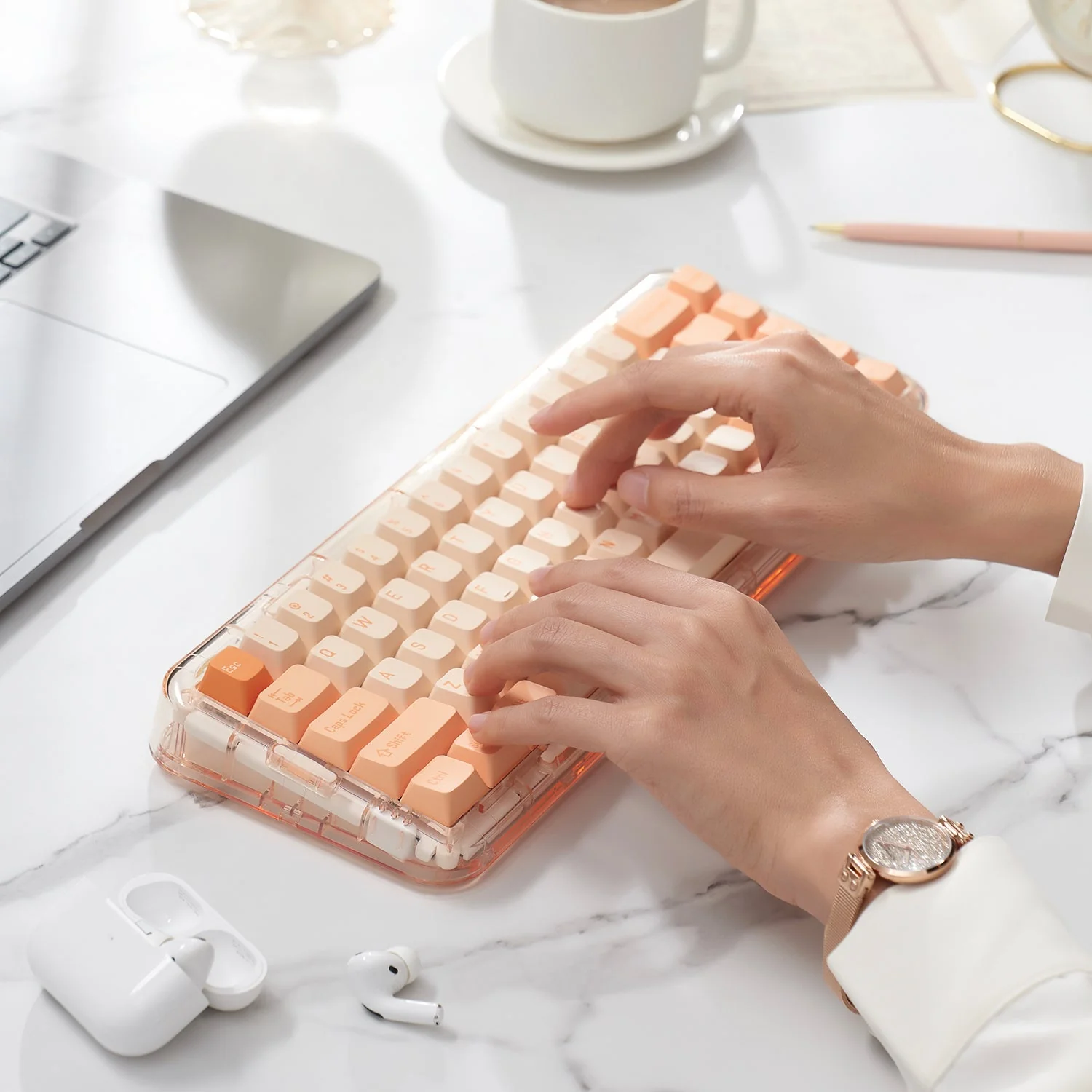 MOJO68 Mechanical Keyboard Rose - Image 9